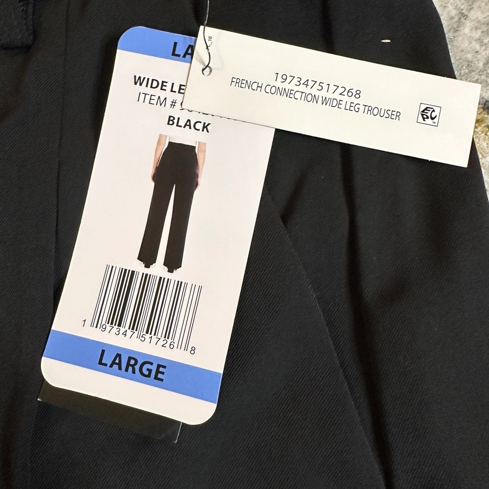 French Connection Wide Leg Trousers Black Womens Large NWT - Picture 2 of 6